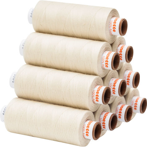 buttinette Universal-Nähgarn, Stärke: 100, 10er-Pack, natur