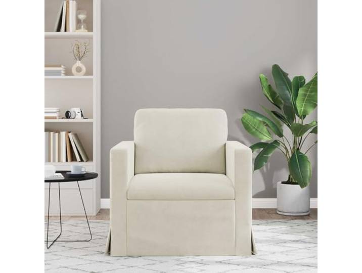 KTHLBRH Sofa Creme 78 x 78 x 80 cm Samt Gestell aus Metall, Armlehnen aus Holz, ergonomisches Design, Verwendung im Innenbereich
