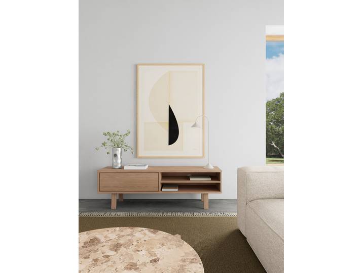 Furniertes TV-Lowboard MDF Mitteldichte Holzfaserplatte , furniert & geölt Holz/Beige 160cm