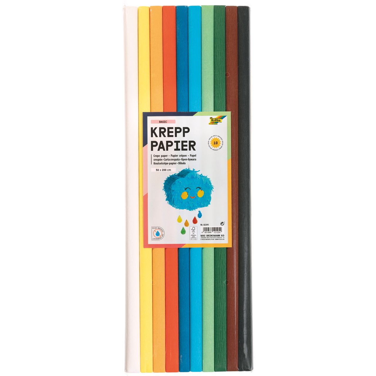 folia Krepppapier BASIC farbsortiert 32 g/qm 10 Rollen
