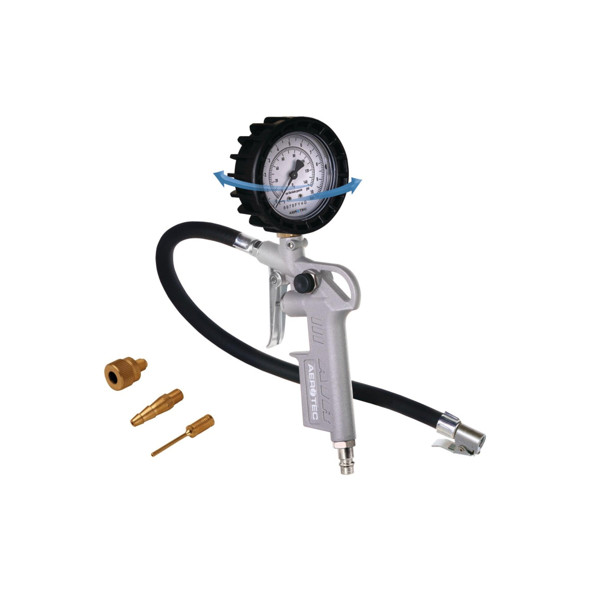 Aerotec Reifenfüller GEEICHT mit 30 cm Schlauch inkl.3er Adapter Set (200548)