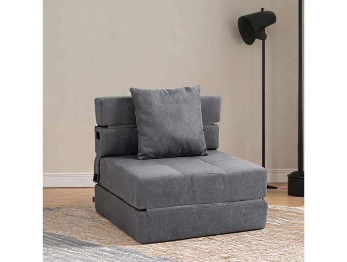 Fauteuil convertible 1 place canapé-lit contemporain tissu polyester gris