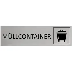 CombiCraft Aluminium Türschild Müllcontainer 165x45mm mit 3M-Tape zur Befestigung, einfache Kennzeichnung von Räumen und Bereichen