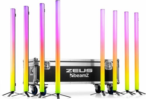 Zeus Battery Tube Set RGBW set of 8 in Flightcase TILBUD NU