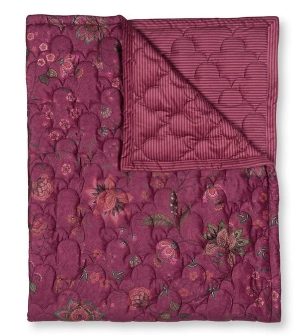 Pip Studio Mumbai Morning Velvet Quilt Donkerroze
