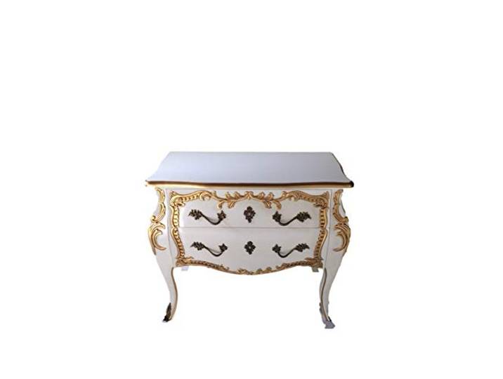 Antik Louises Barock Rokoko Stilmoebel Kommode Sideboard weiß mit Gold Breite93cm