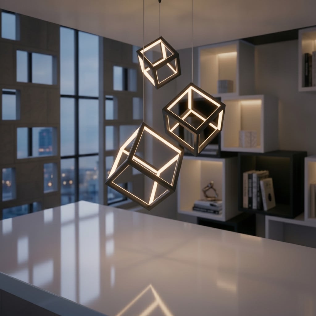 Lyora Vierkante hanglamp Gabbia triple zwart