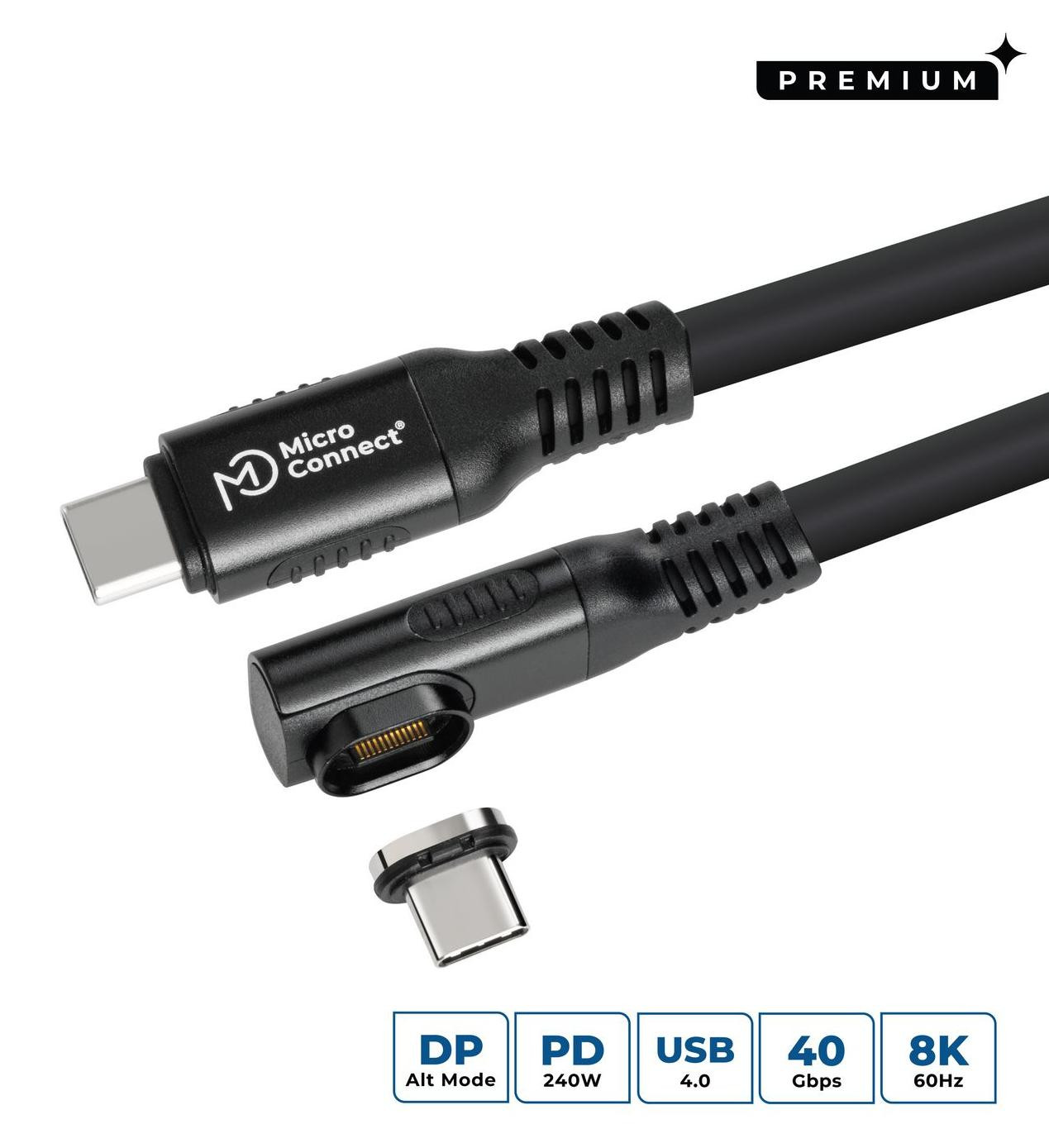 Microconnect USB4 Gen 3x2 USB-C naar USB-C kabel, 0,5 meter, zwart