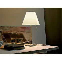 Luceplan Tischleuchte Costanza Schirm weiss weiß, Designer Paolo Rizzatto, 18x76-110xFuß 18 cm