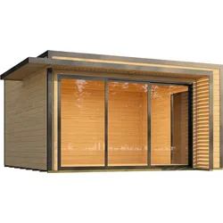 Weka Design Gartenhaus Pure Garden Amberley Inkl. Glasschiebetür 3-flüglig & Glasschiebetür 2-flüglig, 400 x 400 cm