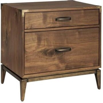 Benzara Wooden Nightstand with two Drawers, Brown