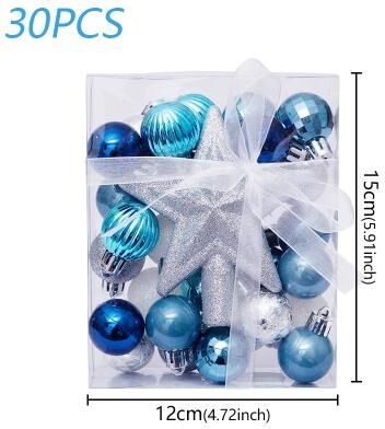Multisell Products Hub Christmas Tree Ornament, Holiday Pendant, Christmas Balls, Wedding Party Decor, Festive New Year Gift blue Silver 30pcs