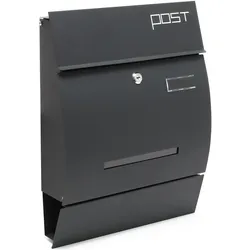 Wiltec, Briefkasten, Briefkasten V4 Anthrazit 350x95x445mm Schloss Zeitung pulverbeschichtet (35 x 9.50 x 44.50 cm)