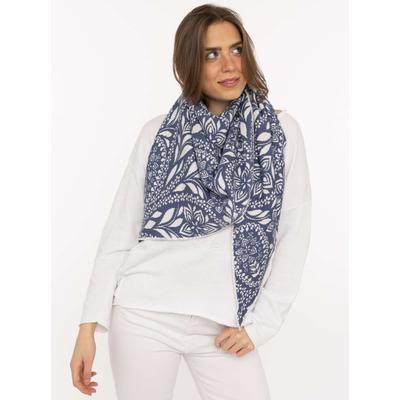 Dreieckstuch ZWILLINGSHERZ "Paisley Blätter", Damen, blau, Baumwollmischung, Modetücher, blumiges Muster, tolles Accessoire, vielseitig tragbar