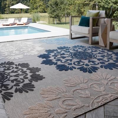 Alise Rugs Origin Coastal Floral Indoor/Outdoor Area Rug