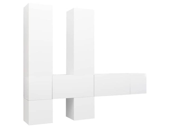 GKHPYURE TV-Möbel-Set, 7-teilig, weiß, Holz, mehrschichtig Hängendes Design, 7 Fächer, mehrere Größen, leicht zu reinigen, Wandmontage