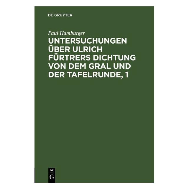 De Gruyter Hamburger:Untersuchungen über Ulrich Fü (Deutsch, Hardcover, Paul Hamburger) (67773655)
