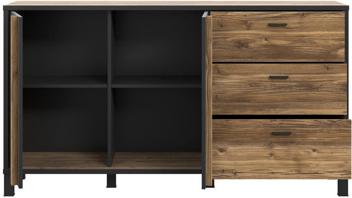 Borough Wharf Caramont 154.5 Cm Wide 3 Drawer Sideboard Black;Alpine Spruce 85.2cm H X 154.5cm W X 42cm D