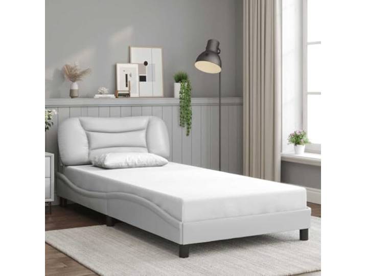 YNGBHFNOP Massivkiefer Polsterkopfteil Modern 75 x 190 cm Taupe Bettgestell mit gepolstertem Kopfteil Taupe 75 x 190 cm Massivholz Lattenrost Stabil Modern Einzelbett