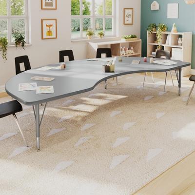 Flash Furniture 48''W x 96''L Kidney Thermal Laminate Activity Table - Adjustable Short Legs