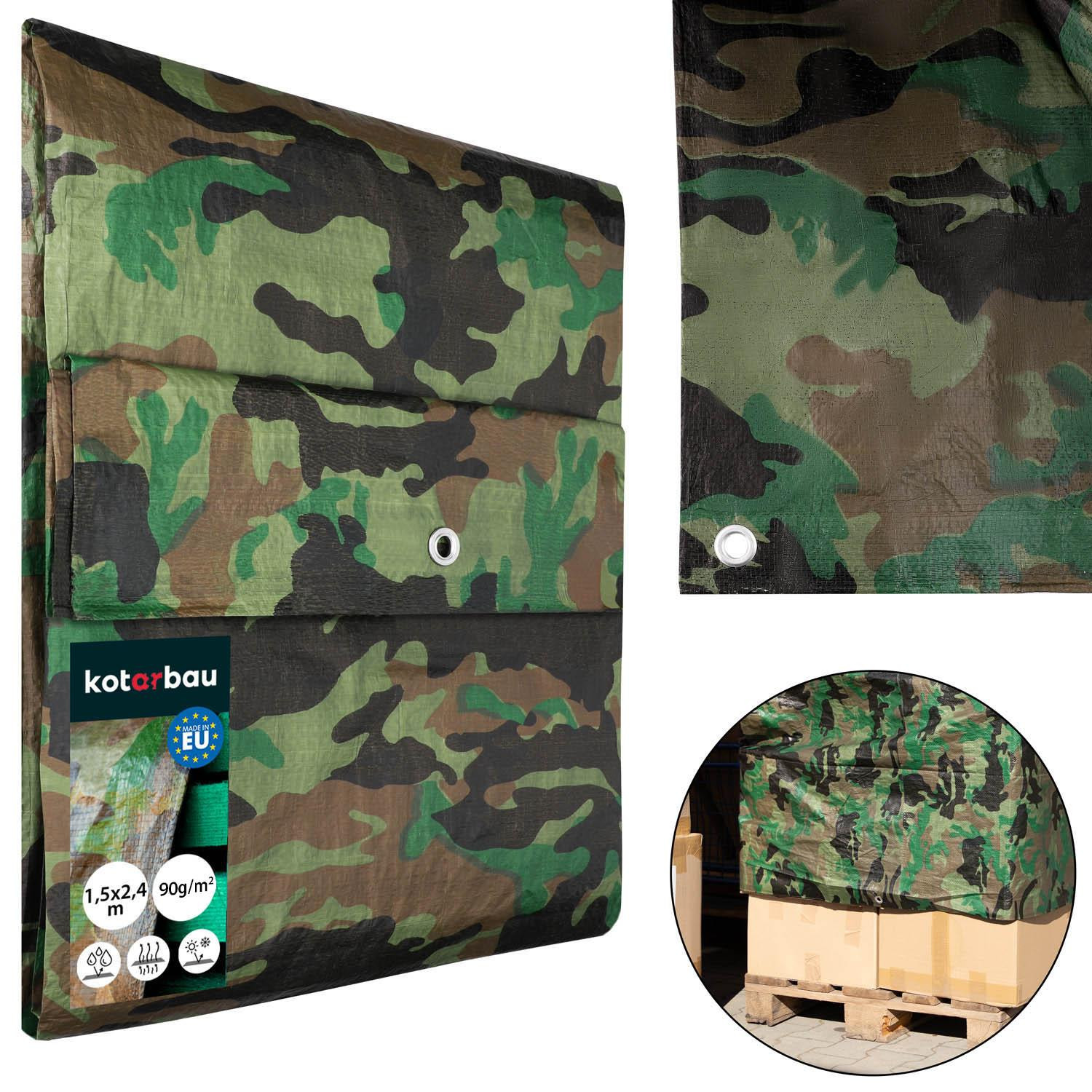 KOTARBAU Afdekzeil Polyethyleen Camouflage 1,5 x 2,4 m 90 g/m² Waterdicht Beschermzeil