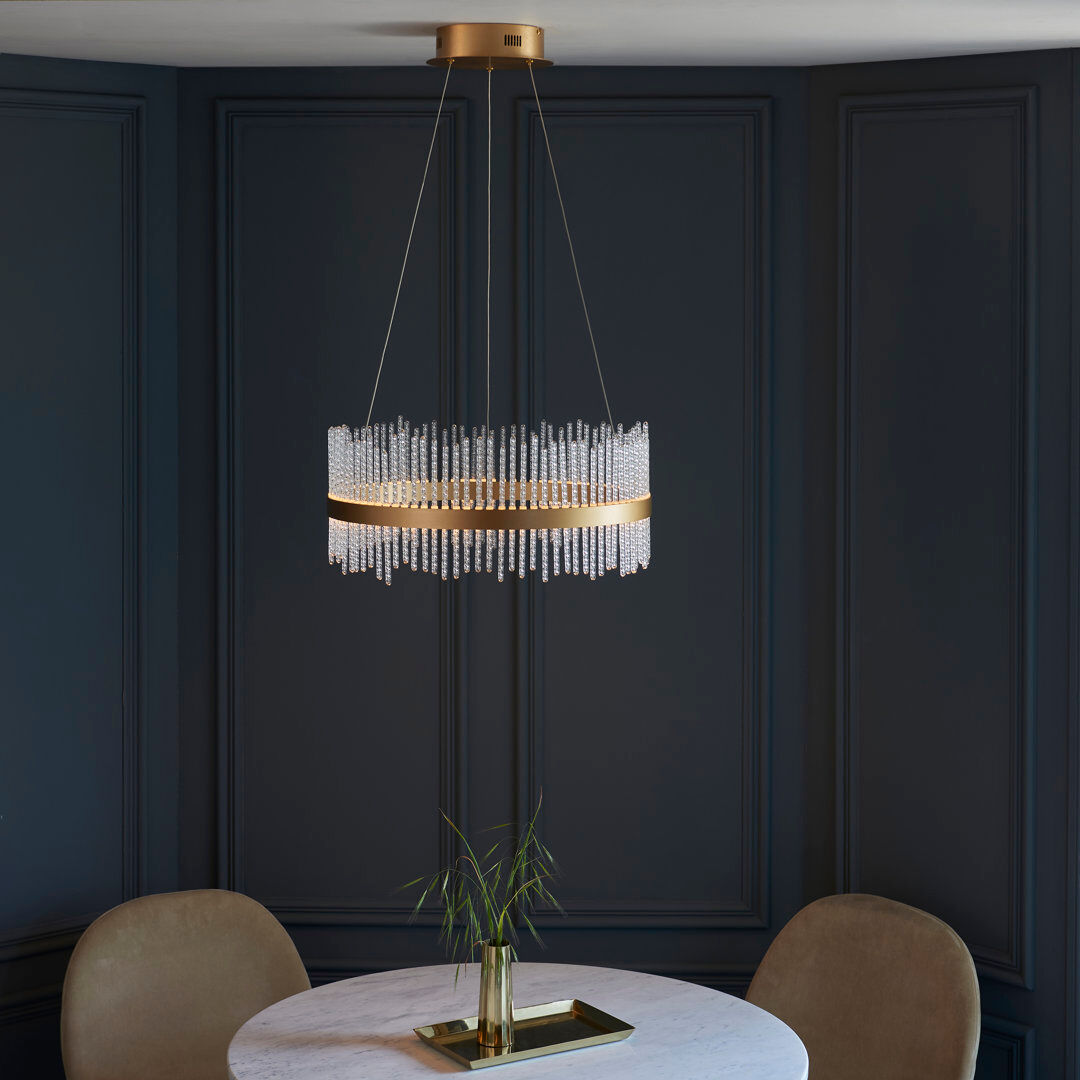 Canora Grey Angelisa 1 - Light LED Geometric Pendant Brushed gold plated finish & clear glass 200 H cm x 51 W cm