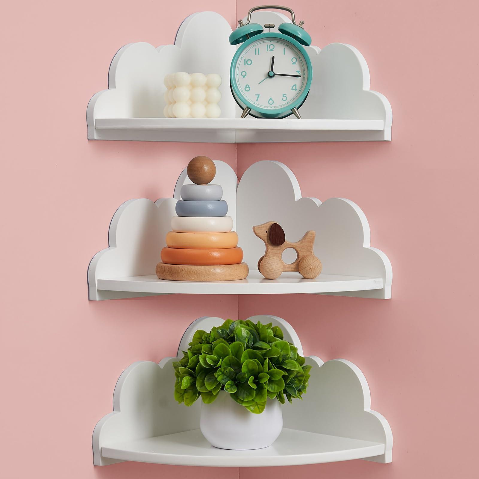 Dripio Set van drie houten hoekplanken, wit, voor wandmontage