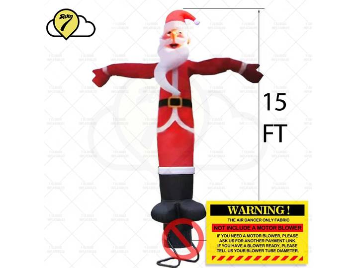 Ballon gonflable de danseuse d'air du père noël de 15 pieds, Tube gonflable, marionnette de ciel ondulé pour homme, pour décoration de noël, Type mobile à la main