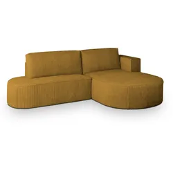 ECKSOFA CORTIO P R-S Gelb Kordstoff mit Schlaffunktion