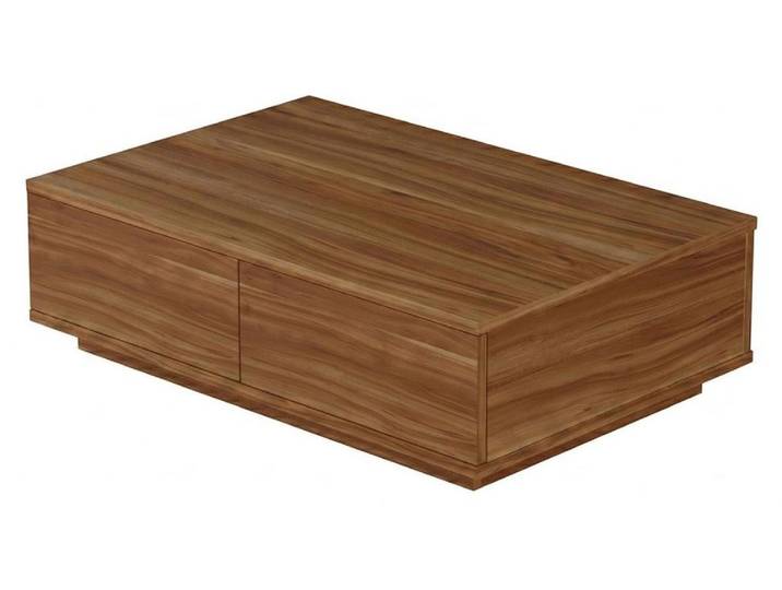 CALICOSY - Table basse rectangulaire 2 abattantsReproduction noyer L90 cm - NORA