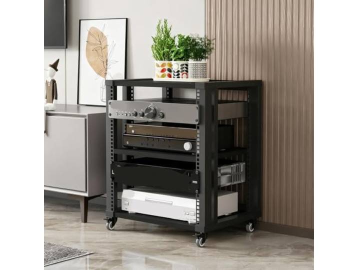 ZSCNYHMT Audio Rack, Verstellbares Mehrstöckiges Regal Audioausrüstung Flexible regalaufteilung, verstärkter rahmen, aufbewahrung für verstärker, receiver und mediengeräte
