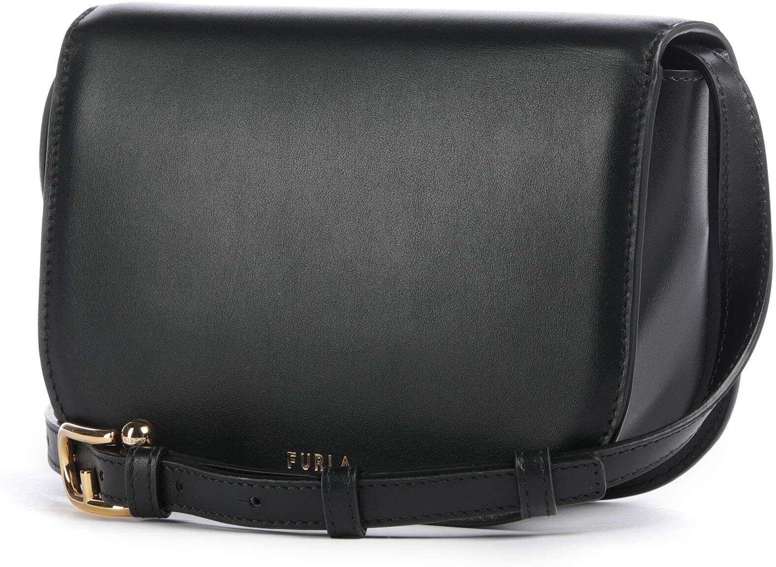 Furla Sfera Mini Umhängetasche aus Leder, schwarz