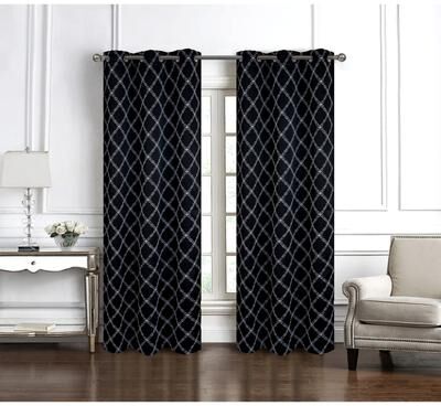 RT Designer Collection "Gable Embroidered Privacy Window Curtain Panel 84"" or 95"""
