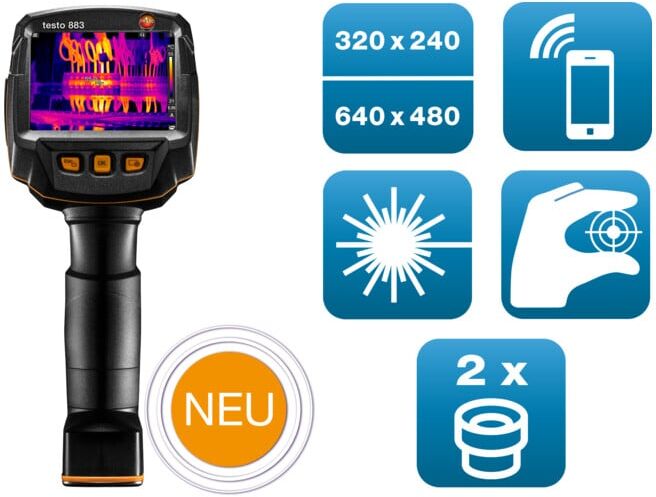 Testo 883 Set Caméra thermique Testo 883 avec 2 objectifs et accessoires (0563 8830)