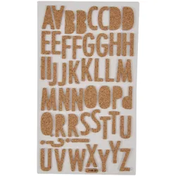 Buchstaben Aufkleber aus Kork - Selbstklebend für Dekoration & Beschriftung auf allen glatten Oberflächen - 2,7x1,6cm Braun - Ideal zum Basteln