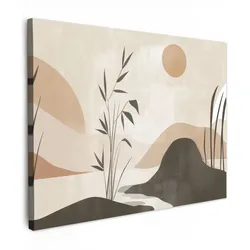 LEINWANDBILD Japandi - Landschaft - Beige Wandbild 40x30 cm