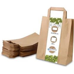 BIOZOYG 250 Stück Tragetasche M 22 x 10 x 28cm Papiertüte reißfest braun kompostierbar Einkaufstasche Papiertasche Einkaufstüte umweltfreundlich