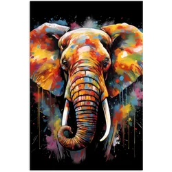 POSTER Elefant - Graffiti - Schwarz - Tiere - Farben Wanddeko 40x60 cm