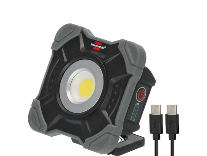 Brennenstuhl accu LED bouwlamp SH 1000 MAC (1000lm, IP54, oplaadbare LED-werklamp met magneet en karabijnhaakring, robuuste behuizing)