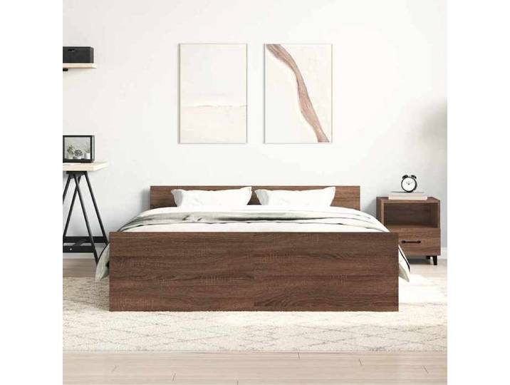 Lit 140x200cm - VIDAXL - Cadre de lit MODERNE - sans matelas - chêne marron L4230