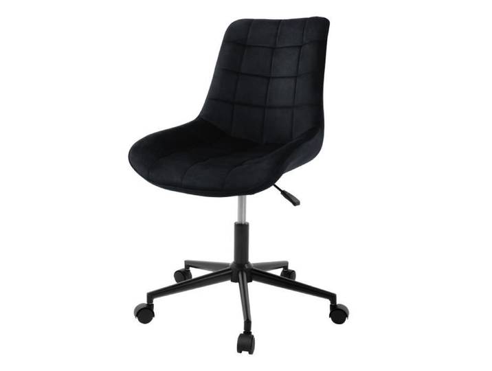 Chaise de bureau sur roulettes Noir avec revêtement en velours et piètement métallique ML-Design
