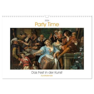 Party Time - Das Fest in der Kunst Kunstkalender (Wandkalender 2026 DIN A3 quer), CALVENDO Monatskalender