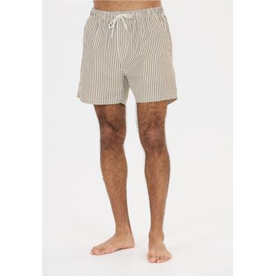 Badeshorts NOU "Ciro", Herren, Gr. L, US-Größen, beige (beige, weiß), 100% Polyester, gestreift, Badehosen Badeshorts, aus schnell trocknendem Material