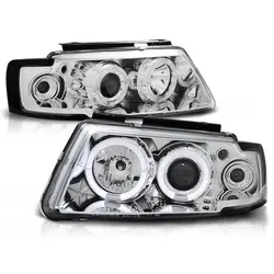 LED Angel Eyes Scheinwerfer passend für VW Passat 3B (B5) 96-00 chrom
