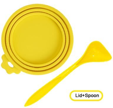 Friendly Fresh Finds Reusable Airtight Pet Food Can Lids With Spoon Fresh Storage Covers For Dog & Cat Cans yellow Set