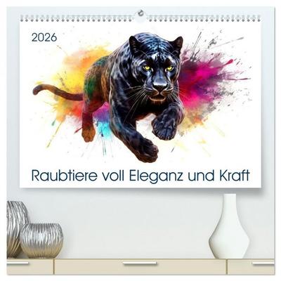 Raubtiere voll Eleganz und Kraft (hochwertiger Premium Wandkalender 2026 DIN A2 quer), Kunstdruck in Hochglanz