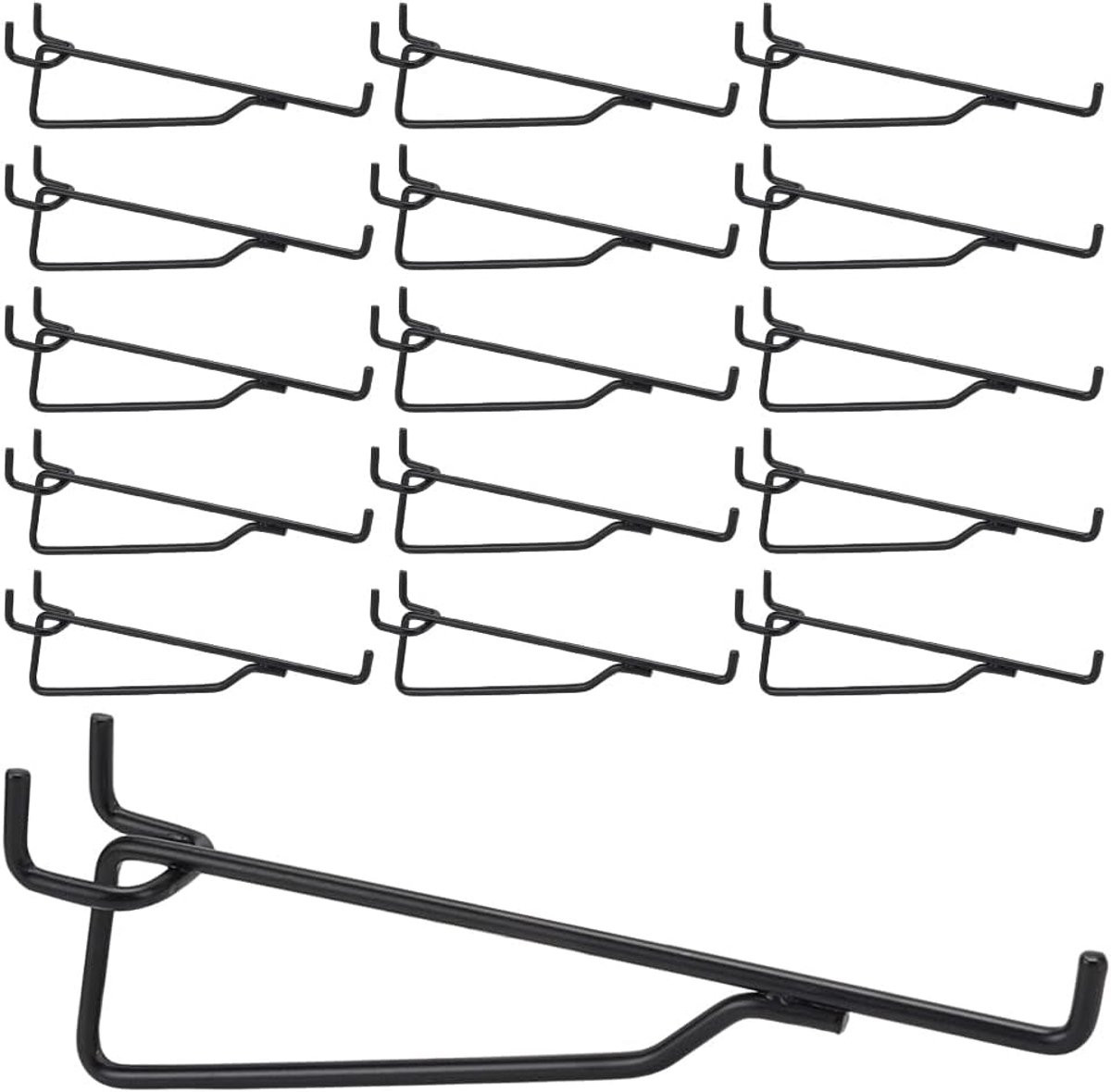 16 stuks Pegboard plank haken, zwarte pegboard beugels voor garage, werkbank of kantoor
