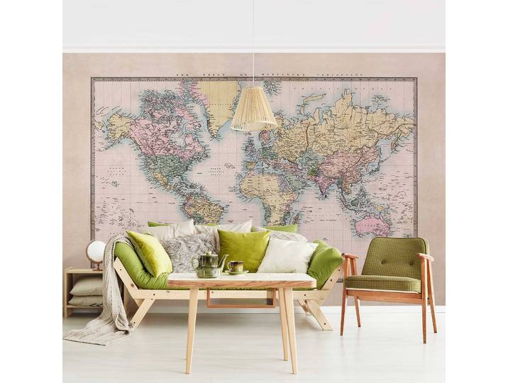Vliestapete Vintage Weltkarte um 1850 384 x 255cm 384 x 255 cm