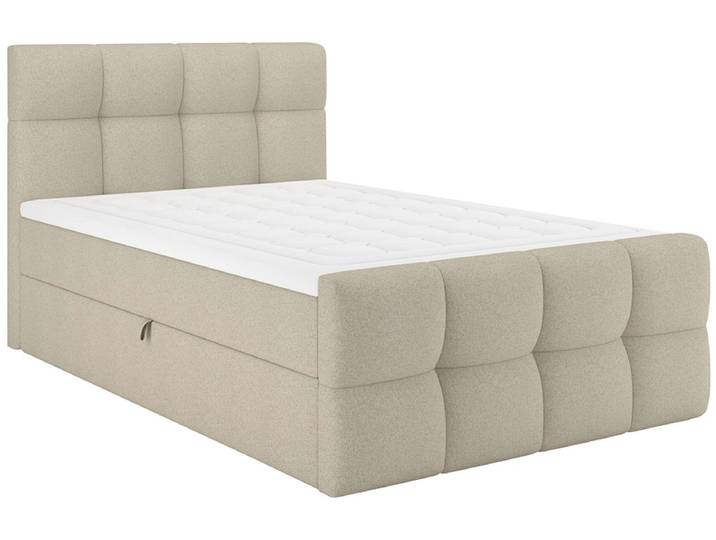 Boxspringbett BELLAGIO dunkelbeige 140x200cm halbfest