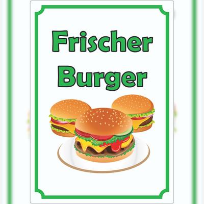 HB-Druck Frischer Burger Aufkleber Hochkant A7 (74x105mm)